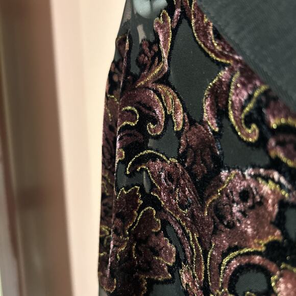 Vintage 90s y2k fairy mesh top shirt fairycore cottage renaissance floral velvet - Picture 2 of 5